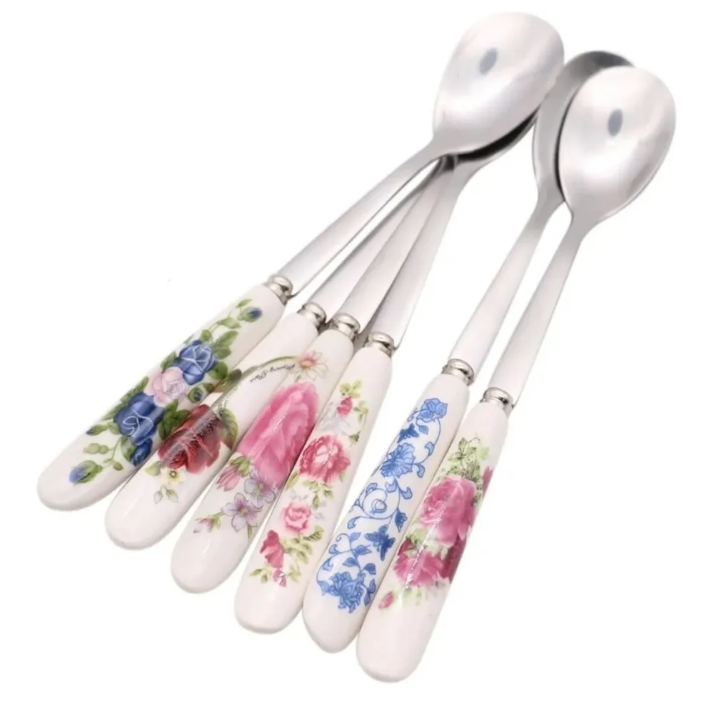 Floral Porcelain Handle Spoons Set‎